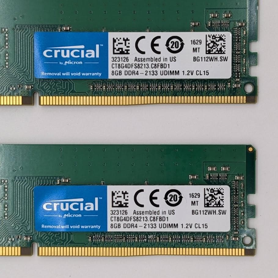 crucial 8GB DDR4 2133MHz 2枚セット 動作確認済み