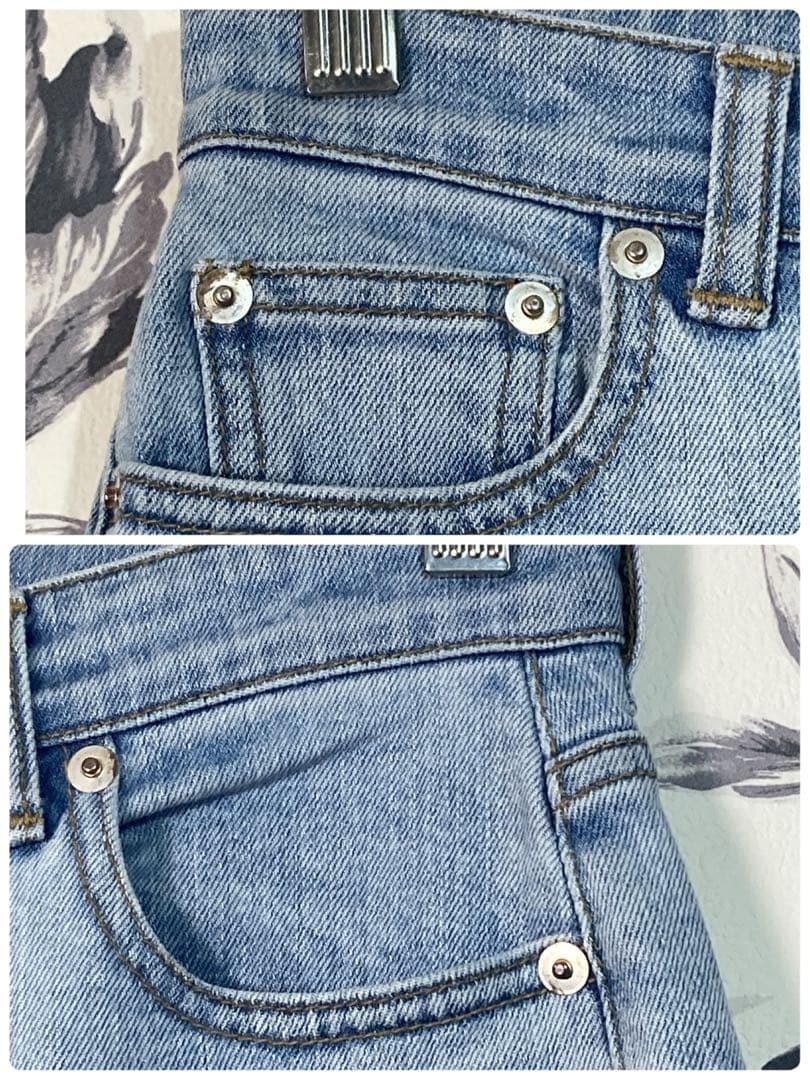 【anuans】セミフレア カットオフ デニム パンツ BLUE サイズ0