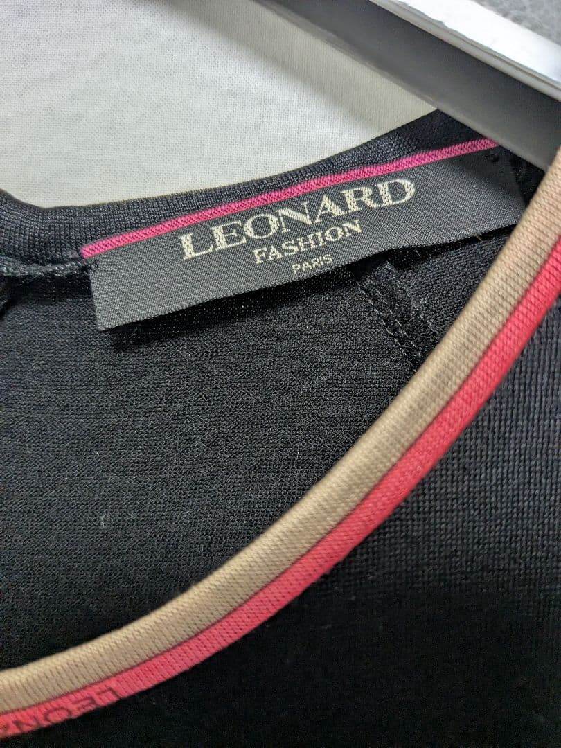 LEONARD FASHION ブラックひざ下ワンピース
