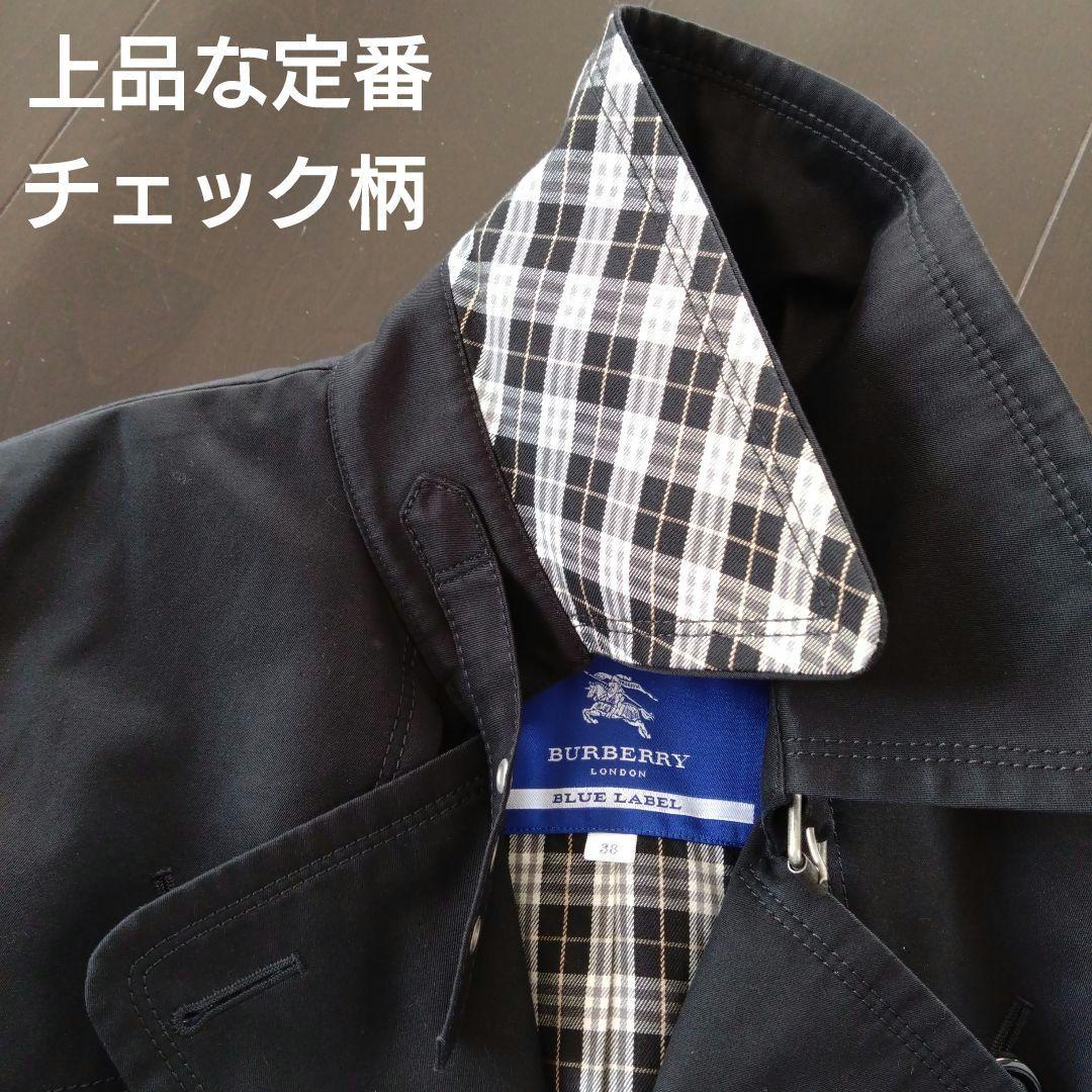 BURBERRY BLUE LABEL♡ショートコート♡黒38♡定番チェック柄♡