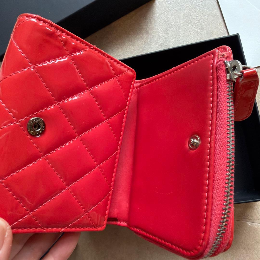 m♡様用 CHANEL★シャネル★パテント★三つ折り財布★コーラルピンク