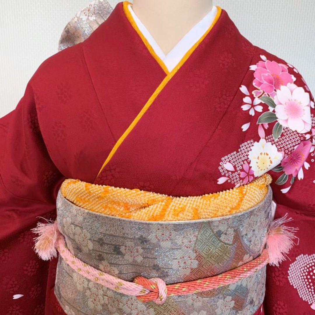 正絹 成人式 振袖セット(赤に桜セット)
