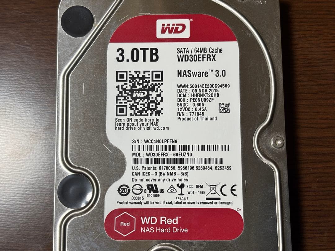 WD RED 3TB HDD WD30EFRX 動作確認済み