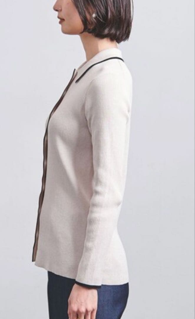 値下　united arrows ポロニット カーディガン　リブニット ポロエリ