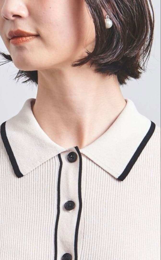 値下　united arrows ポロニット カーディガン　リブニット ポロエリ