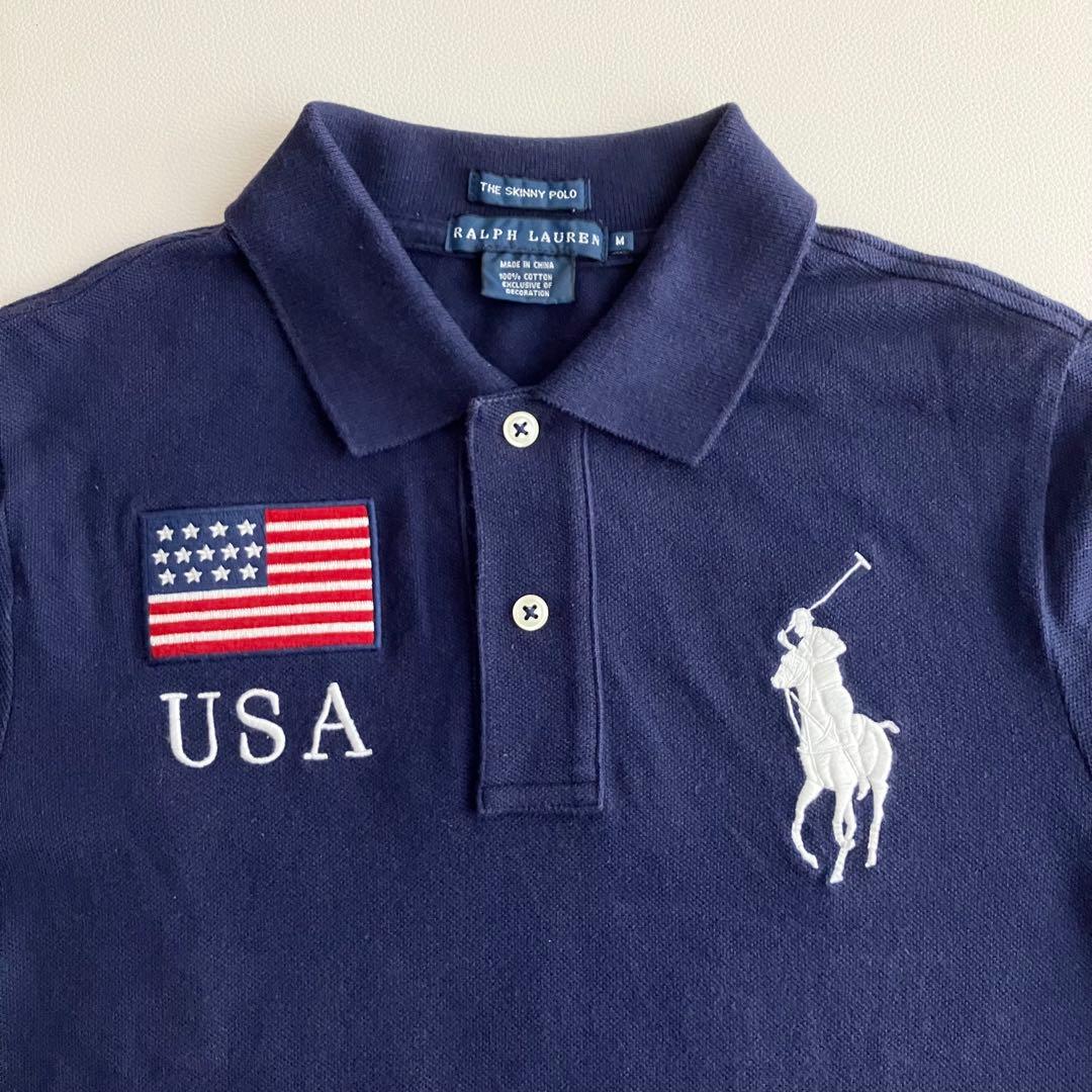 【美品】ラルフローレン ビッグポニー USA THE SKINNY POLO 紺