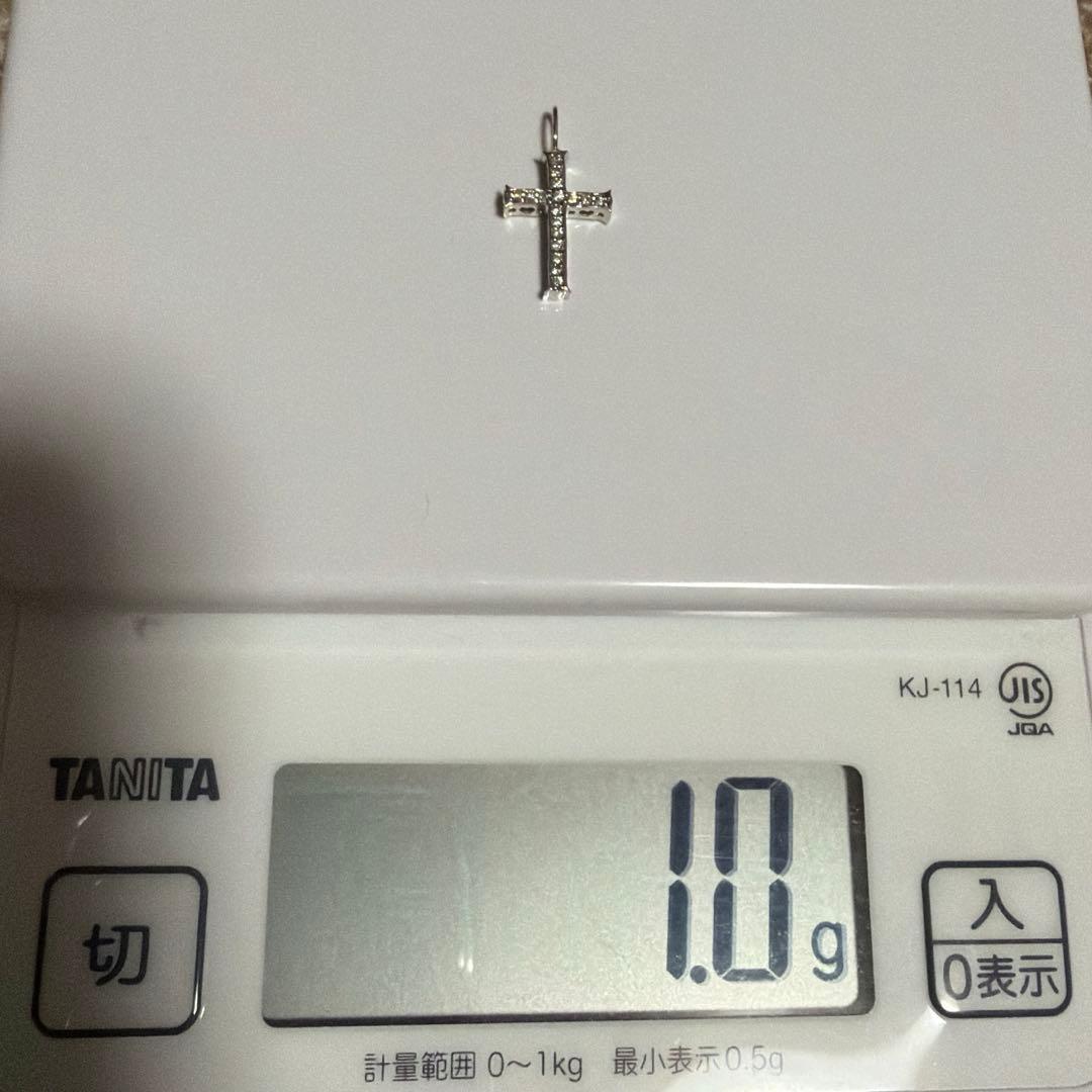 未使用　18K K18WG 18金　クロス　ダイヤモンド　ペンダントトップ