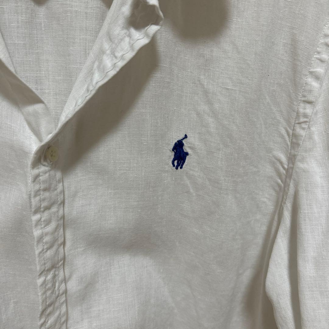 美品！POLO RALPH LAUREN ホワイト麻シャツM