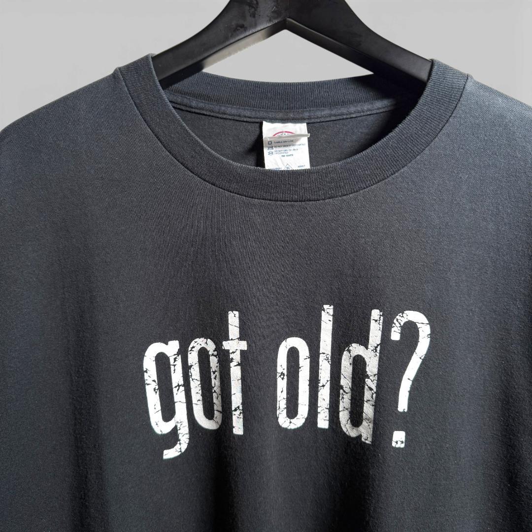 古着 90s USA製 got old? メッセージ Tシャツ ブラック D07