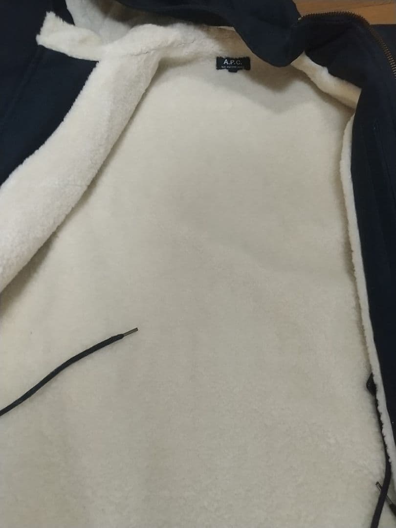 APC フード付きボアモッズコート ネイビー（紺色）
