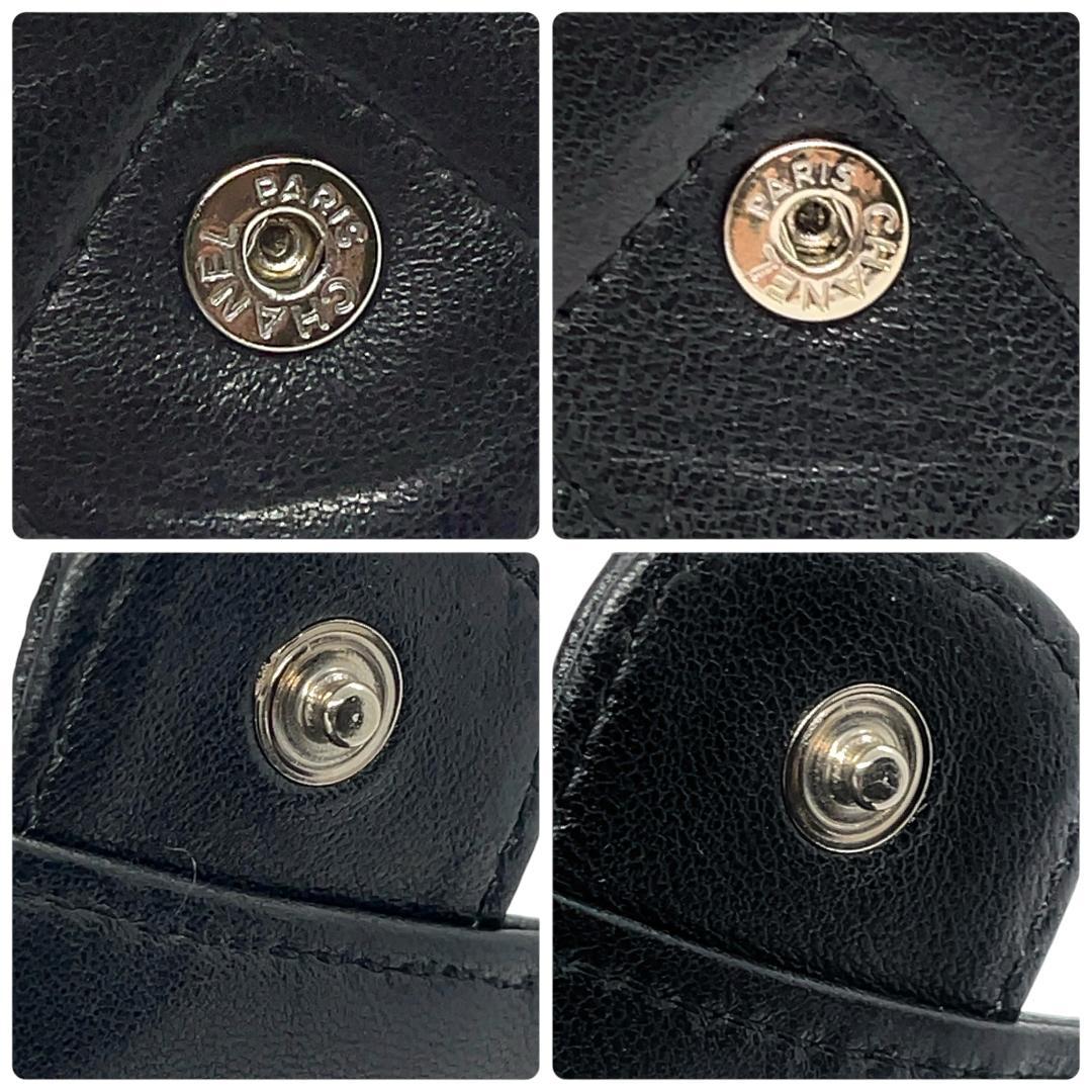 V様【極美品】シャネル マトラッセ ラムスキン 三つ折り財布 Wホック