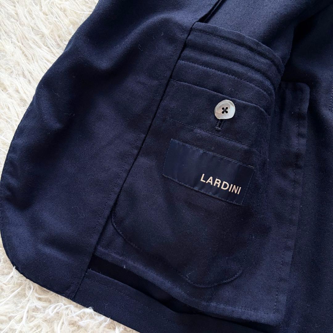 <美品>LARDINI 新ロゴ ネイビー カシミヤ100% ジャケット 46