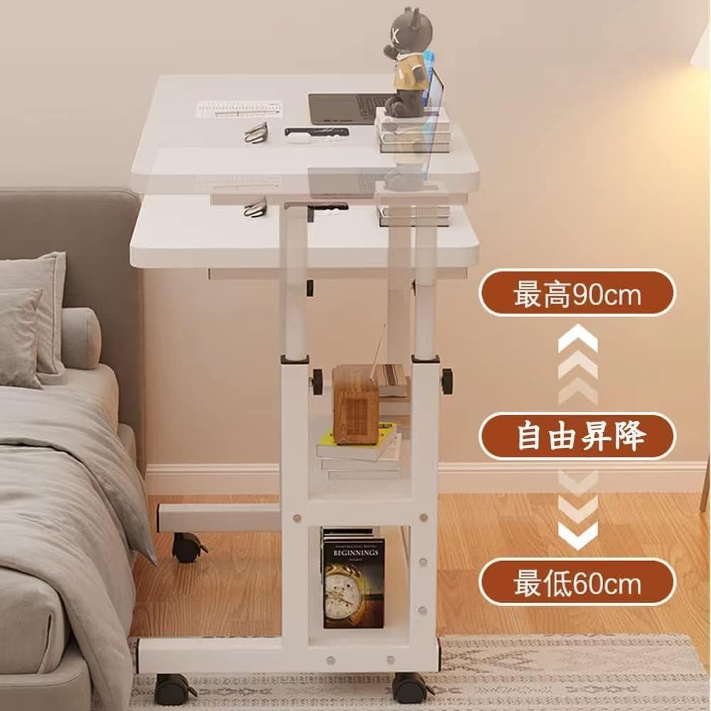 昇降式テーブル　白　昇降式　テーブル　パソコンデスク　キャスター付き　新品未使用