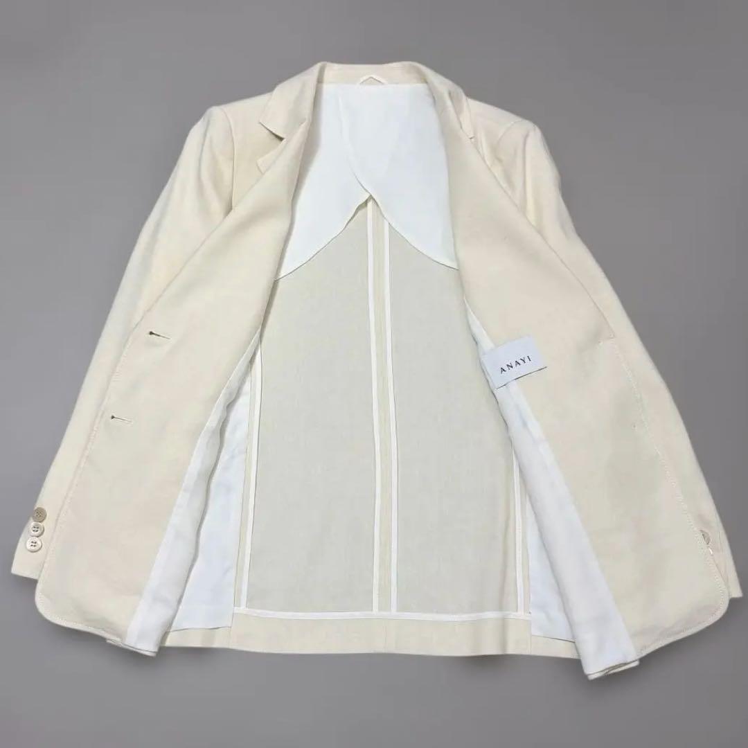 【美品✨ストレッチ 近年】 ANAYI リネン混 テーラードジャケット アナイ
