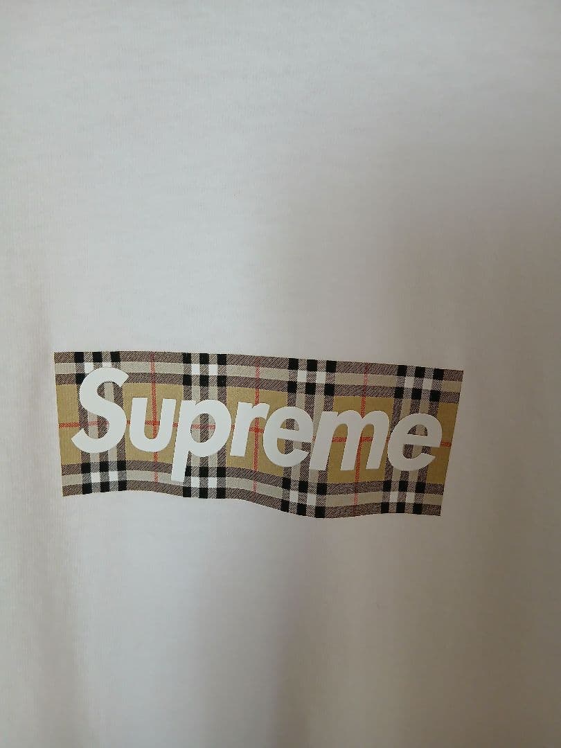 Supreme BURBERRY Tシャツ ホワイト　Lサイズ