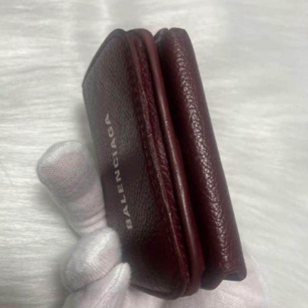 BALENCIAGA三つ折り財布　赤茶色　あずき色