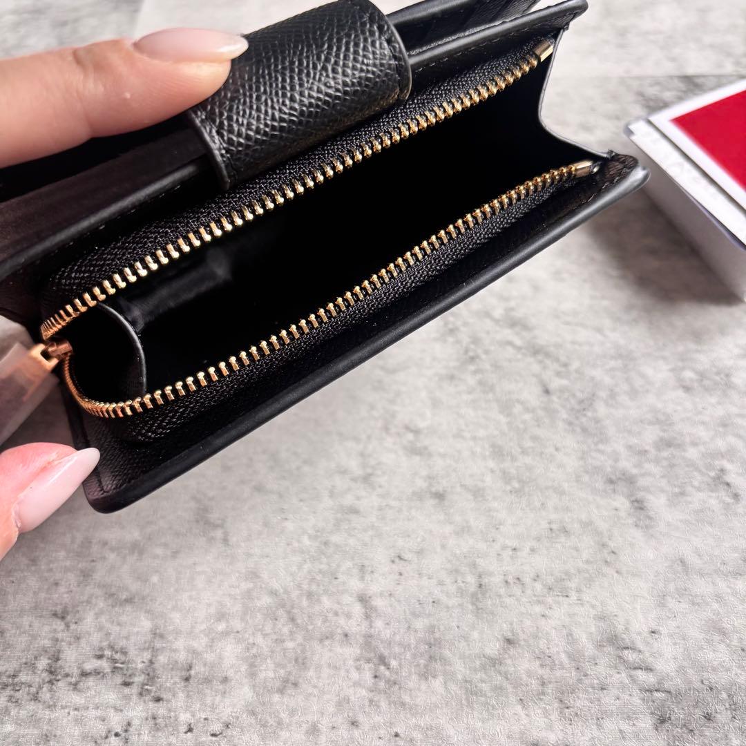 【COACH】コーチ C6390 2つ折り財布 黒 ブラック 箱あり 巾着付き