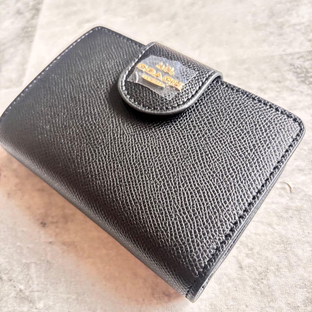 【COACH】コーチ C6390 2つ折り財布 黒 ブラック 箱あり 巾着付き