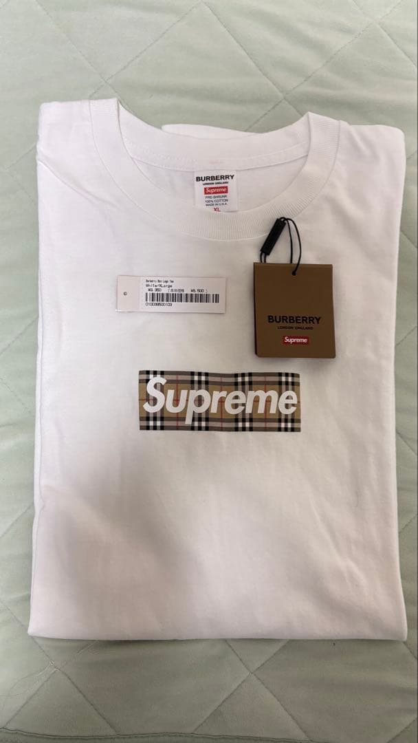 Supreme ✖︎ Burberry Tシャツ XLサイズ　ホワイト