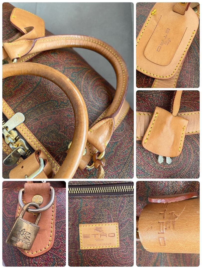 ETRO ペイズリー柄 PVCレザー ボストンバッグ 旅行 ヴィンテージ