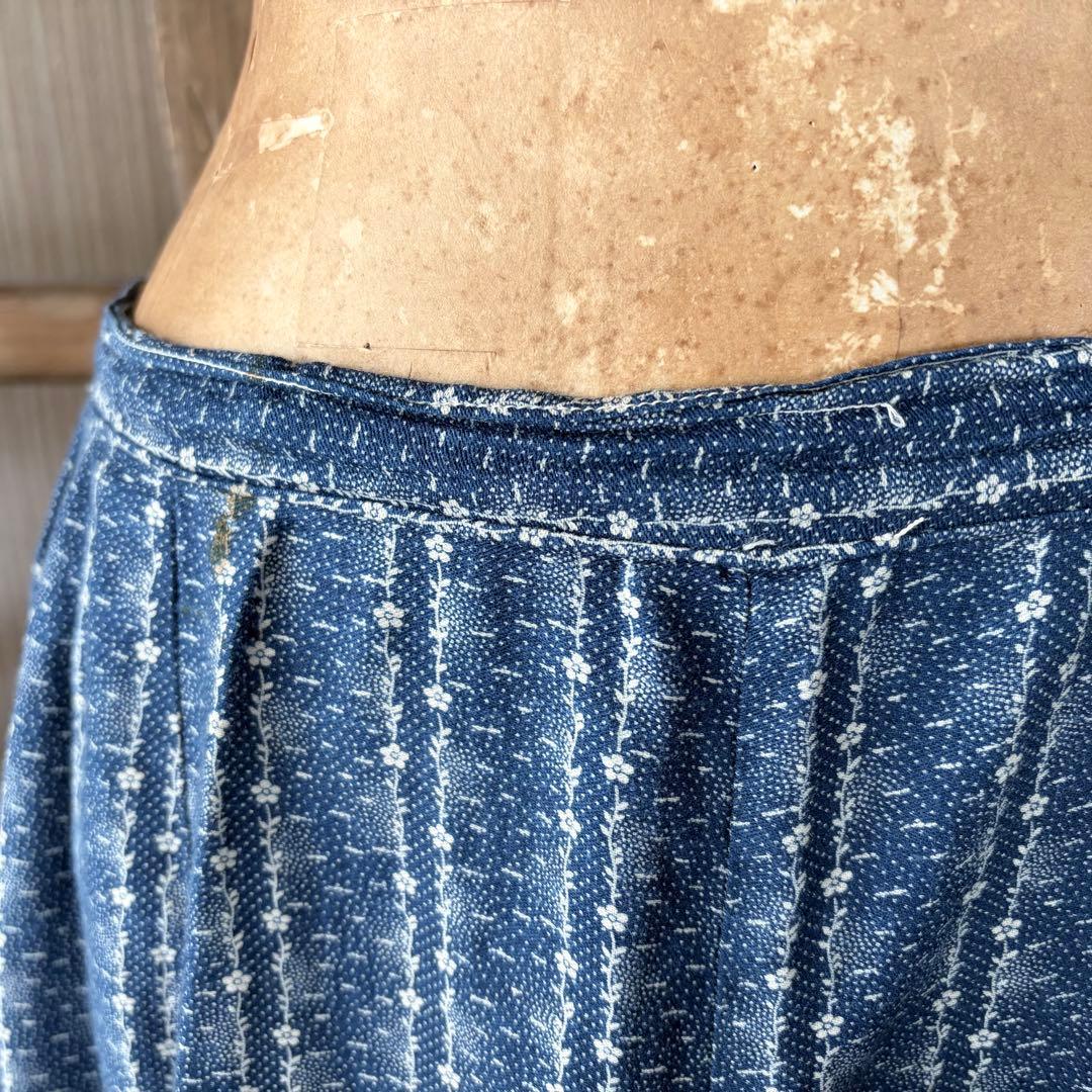 スカート ~1930's indigo printed skirt \"flower\"