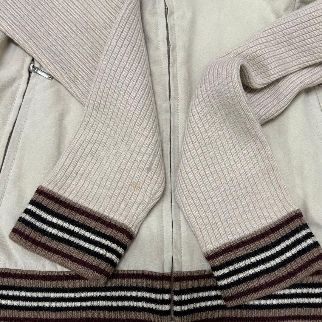 コメ欄❗️☆BURBERRY ベルベット＆羊毛ニット切替デザインブルゾン中綿キルト