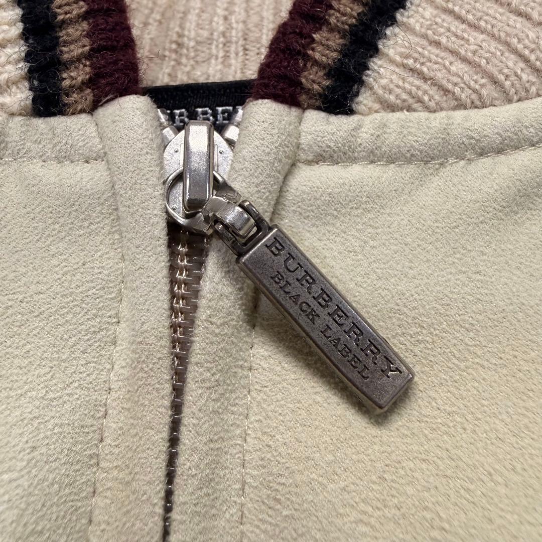 コメ欄❗️☆BURBERRY ベルベット＆羊毛ニット切替デザインブルゾン中綿キルト
