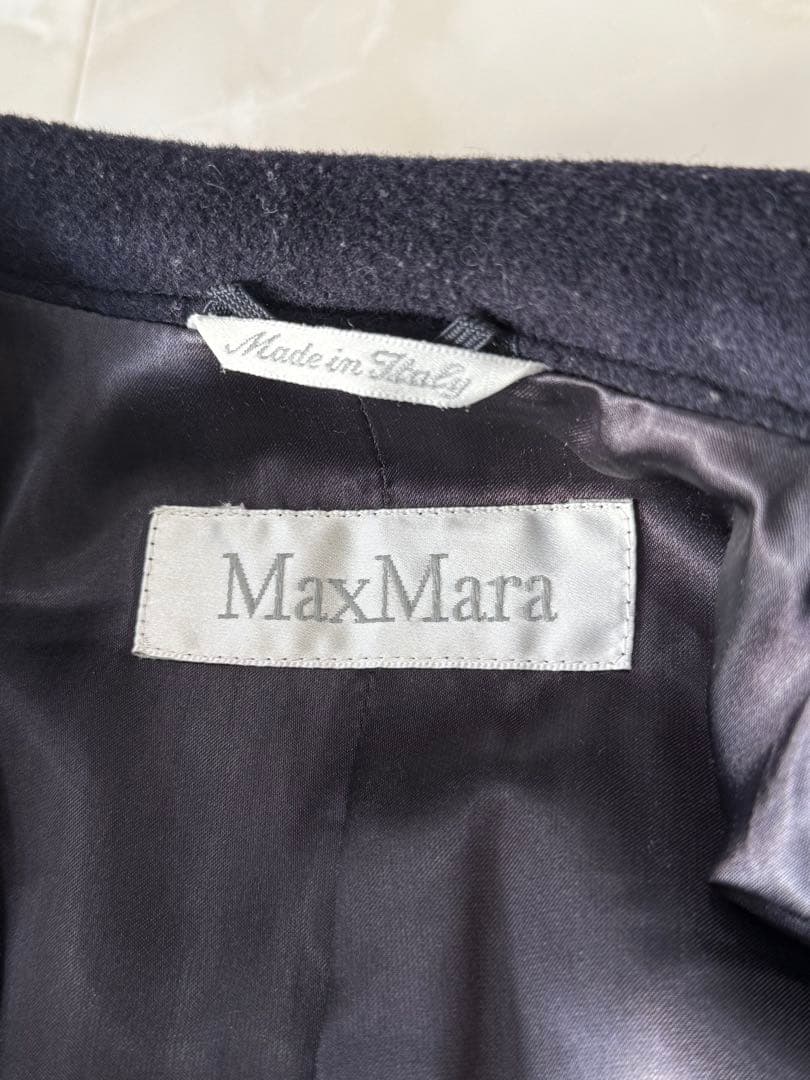 【良品】MaxMara マックスマーラ 最高級 白タグ 女優襟　ロングコート L