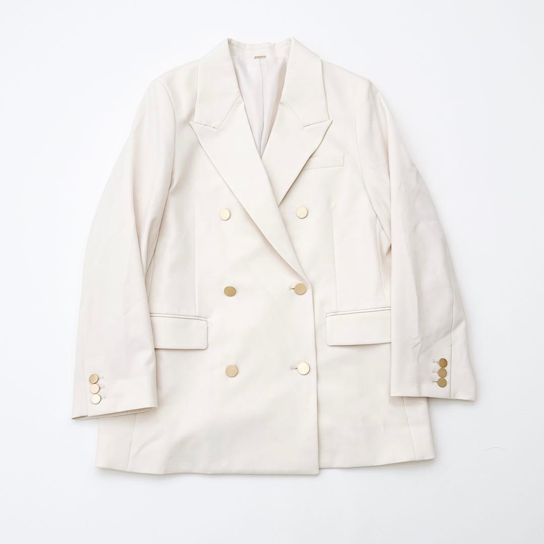 25SS✨MilaOwen金釦ダブルブレストロングブレザー アイボリー