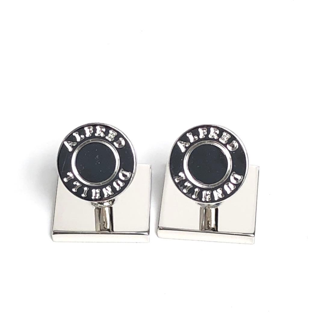 【美品】dunhill ダンヒル カフス シルバーカラー スクエア メンズ