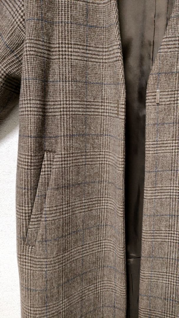 green label relaxing 34グレンチェックノーカラーコート