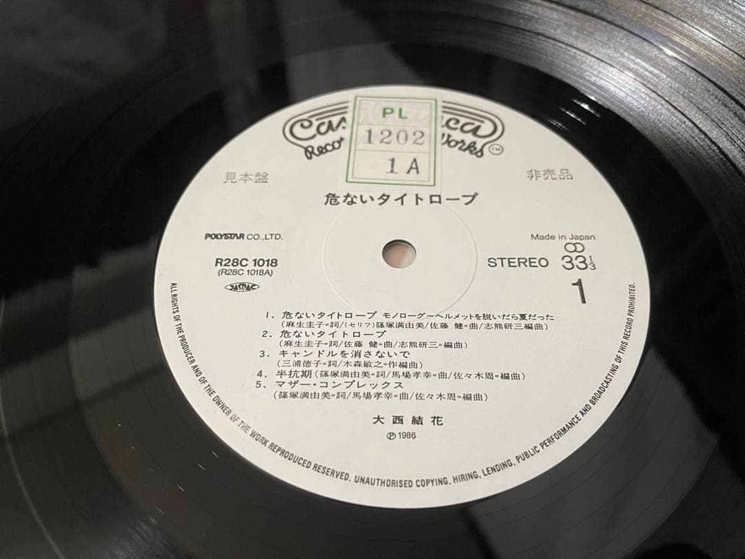 大西結花 危ないタイトロープ 見本盤LP