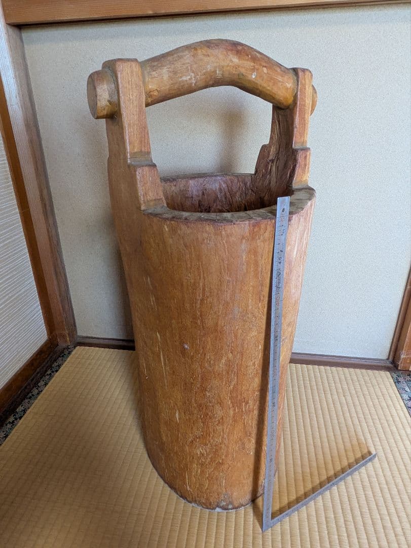 木製 　丸太くり抜き　手桶型　傘立て