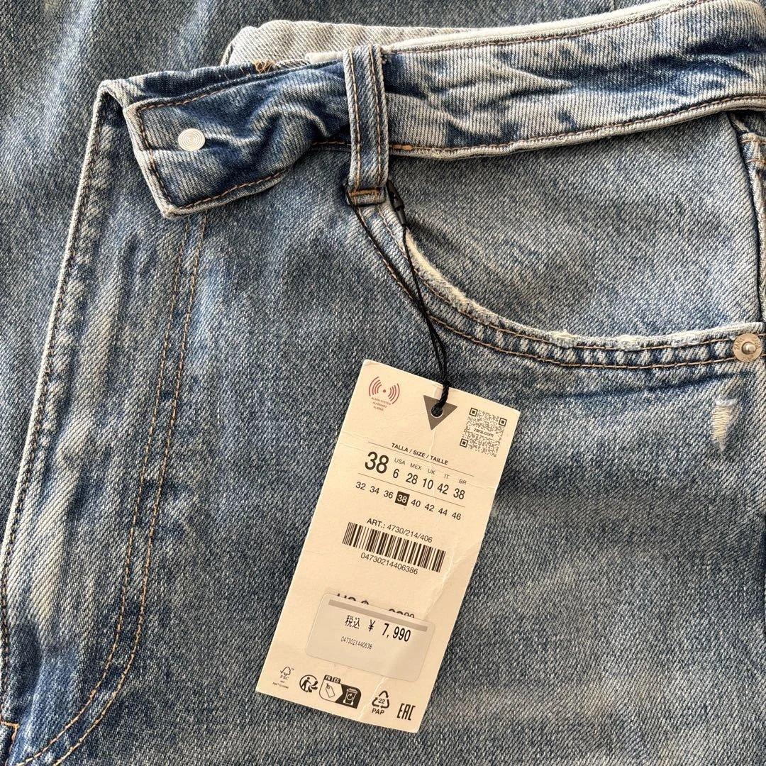 完売品⭐︎ZARA TRF ミッドライズ折り返しウエストデニムパンツ 38