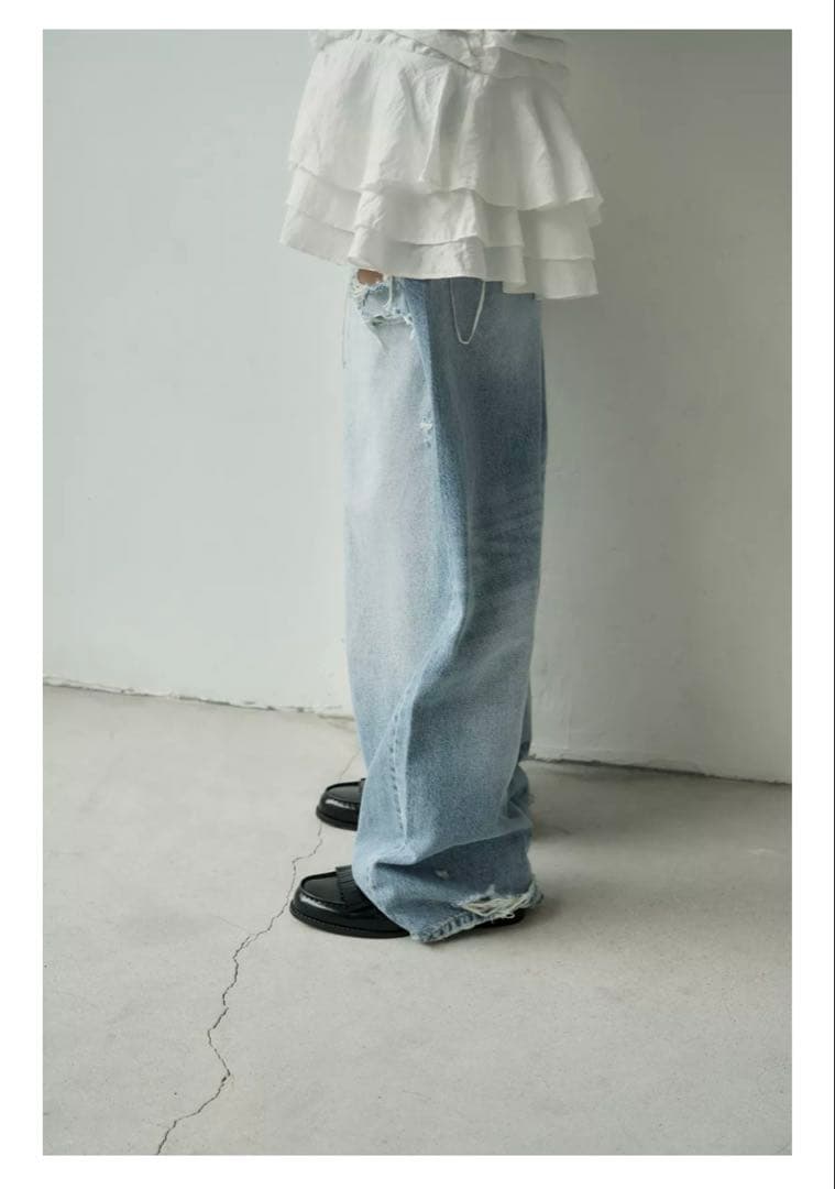 完売品⭐︎ZARA TRF ミッドライズ折り返しウエストデニムパンツ 38