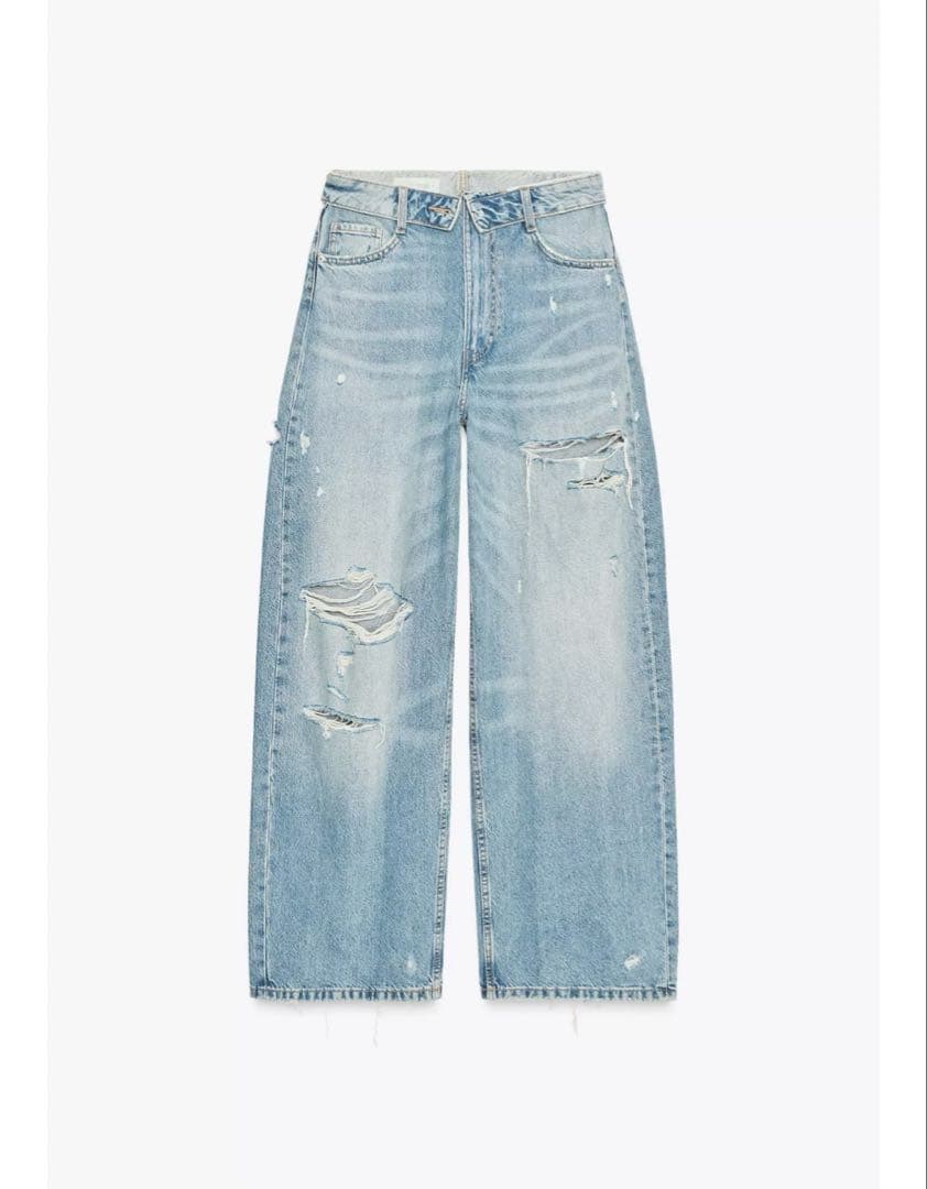 完売品⭐︎ZARA TRF ミッドライズ折り返しウエストデニムパンツ 38