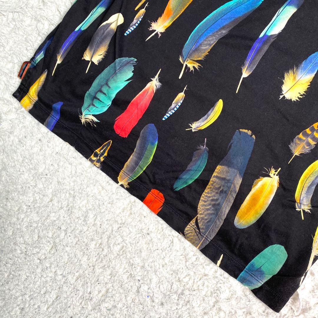 美品✨Paul smith Tシャツ 現行 フェザー プリント 羽 総柄 L 綿
