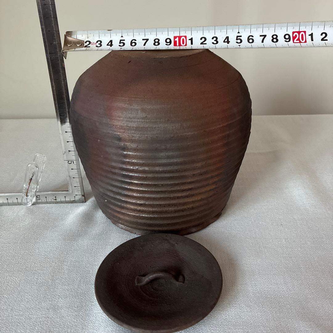 焼締水指 茶道具 茶道 手造り 焼物 陶器 陶芸 七飯窯 伊藤英実(英秋)造