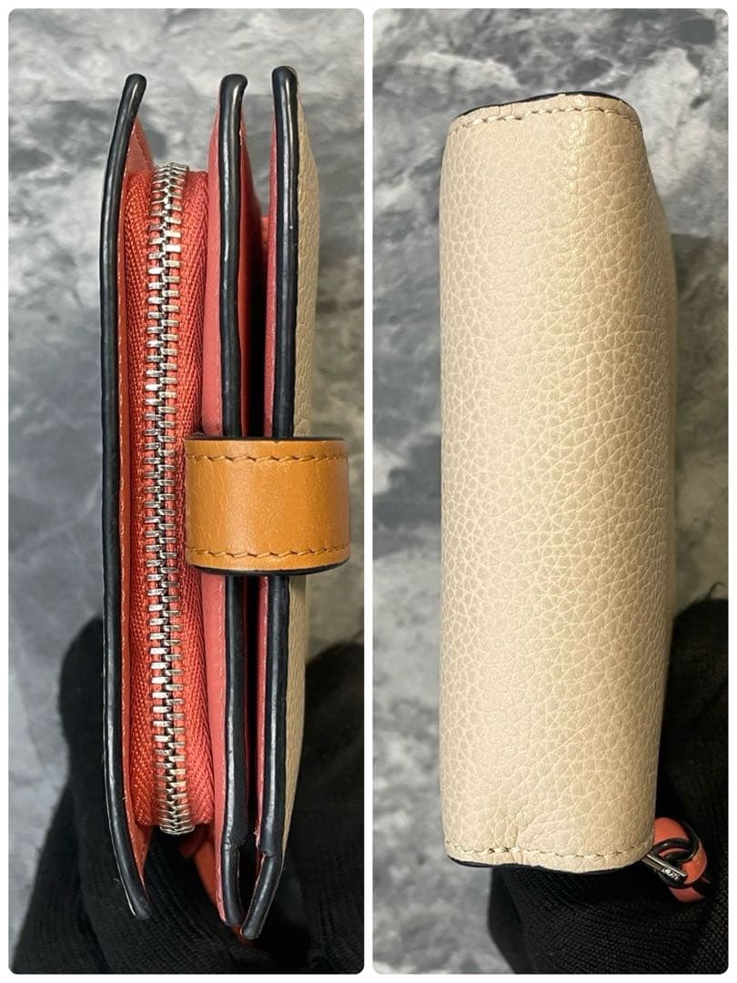 【美品】LOEWE ロエベ コンパクトジップウォレット ライトオーツ/ハニー