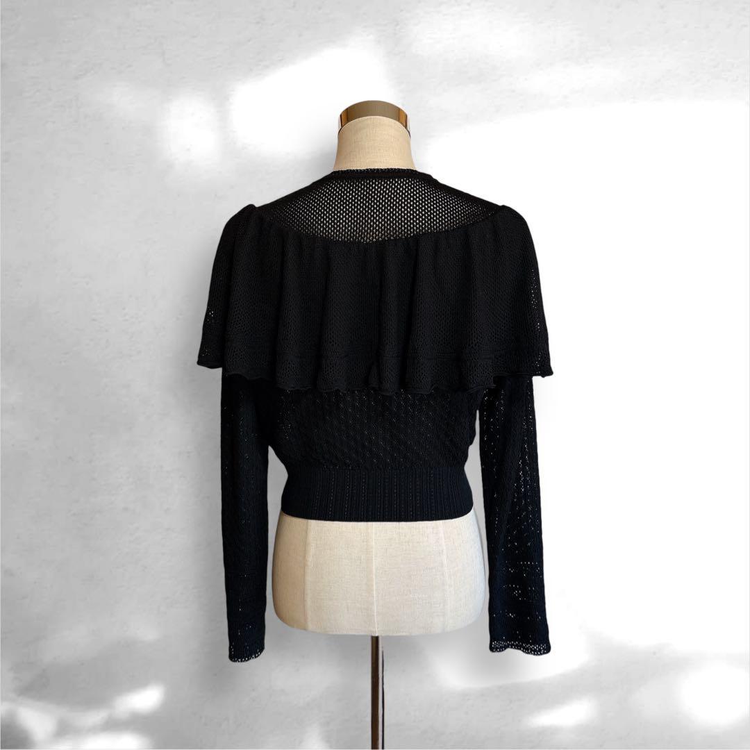 美品 25AW FETICO レース ニット ケープ カーディガン 36 黒