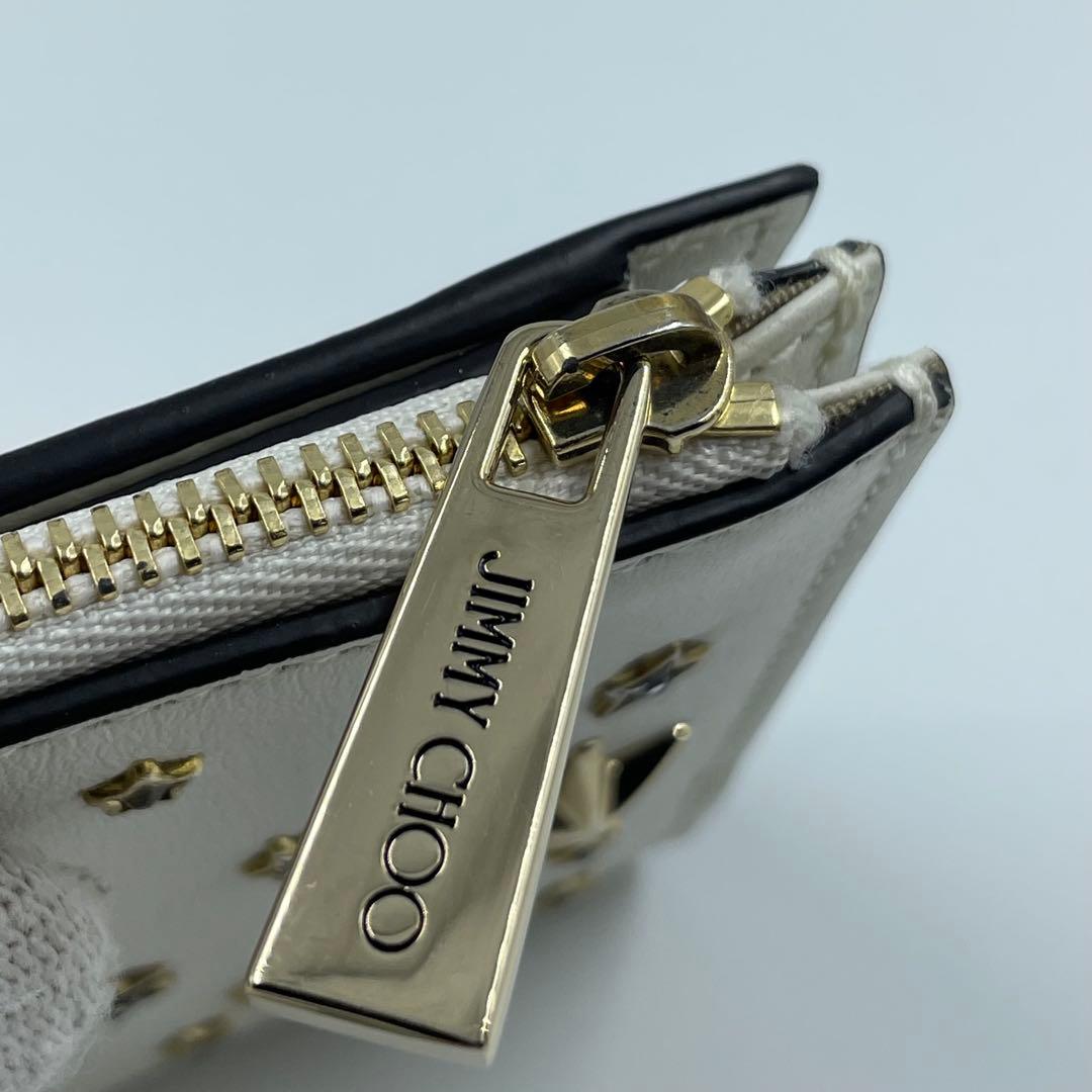 未使用✨　jimmy choo 財布　　スタッズ　レザー　ホワイト　箱付き