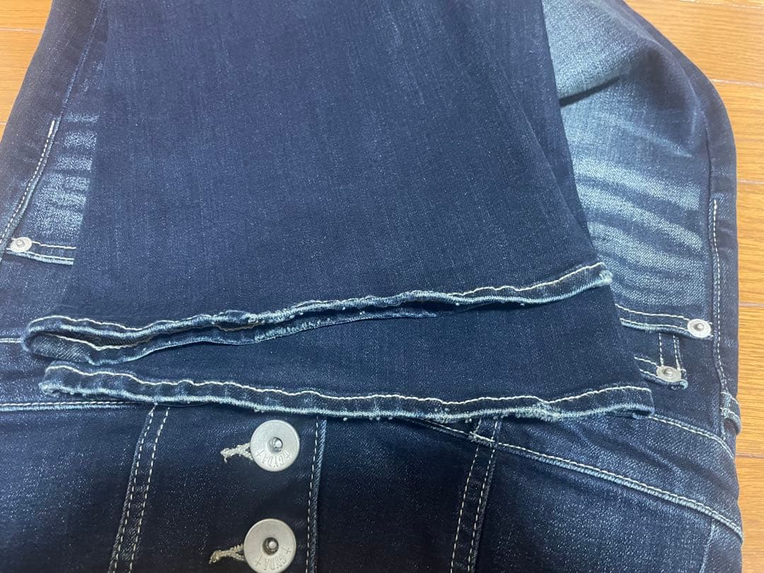 ジェイダ　ハイウエストBACKクロスフレアパンツ　インディゴ　M