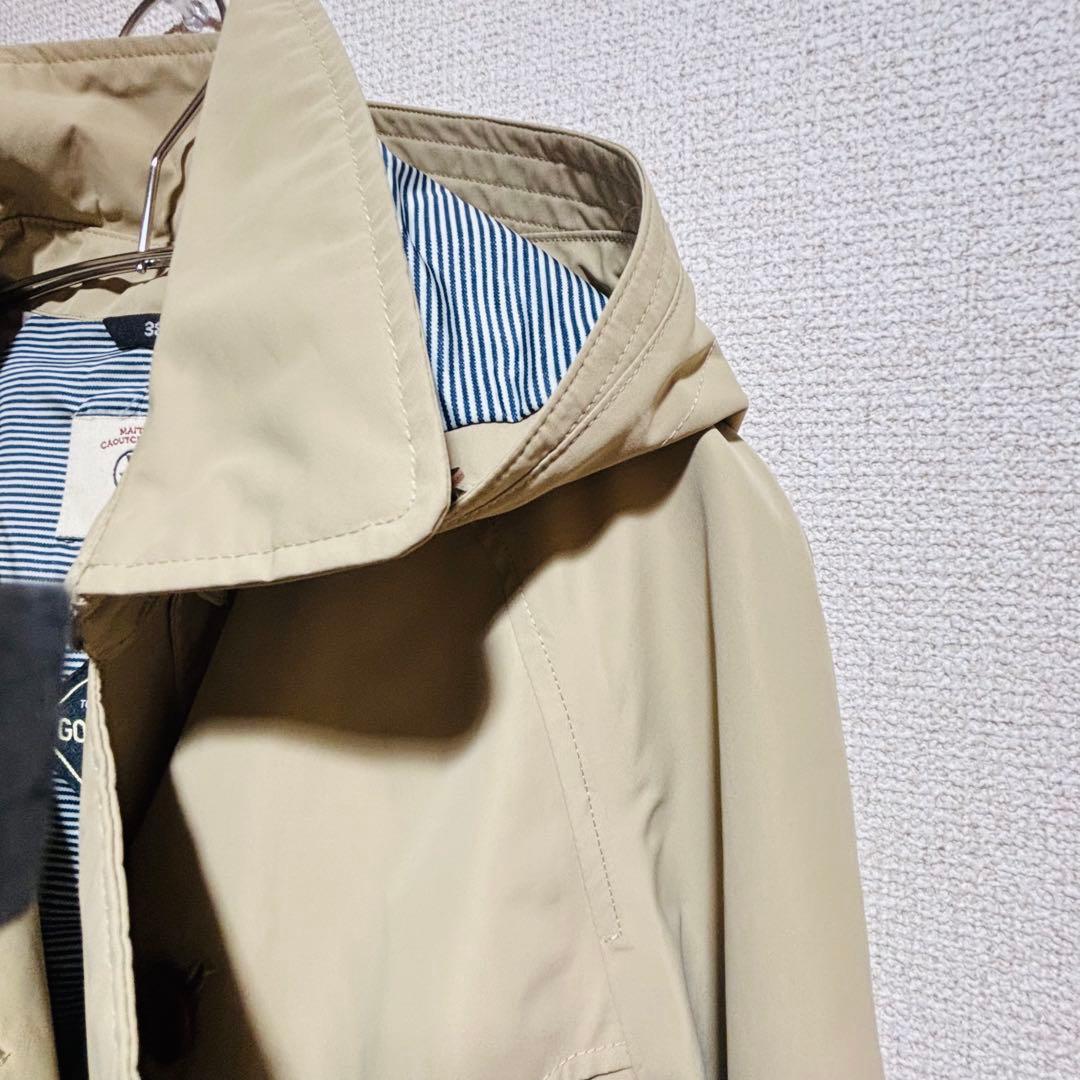 AIGLE｜38 取外しフード ゴアテックス トレンチコート ベルト ベージュ