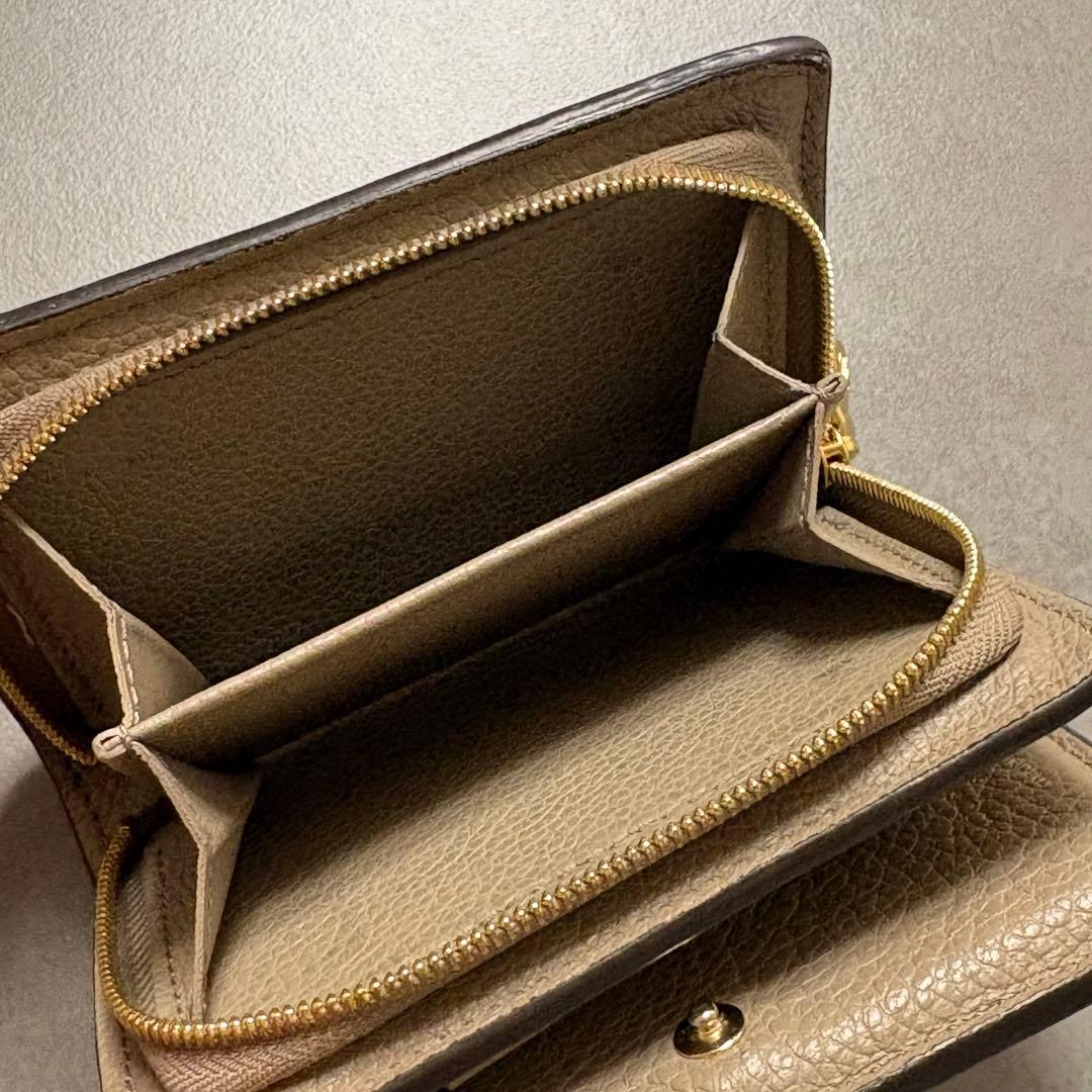 【美品】ロゴ ルイヴィトン Louis Vuitton ベージュ 二つ折り財布