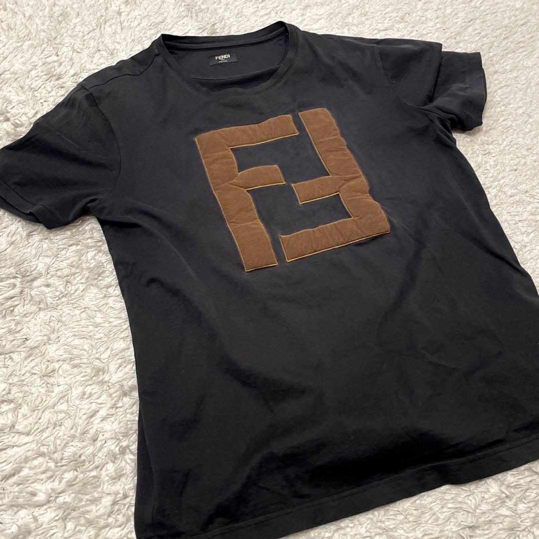 良品 朝倉未来選手着用 FENDI ロゴTシャツ ブラック XLサイズ