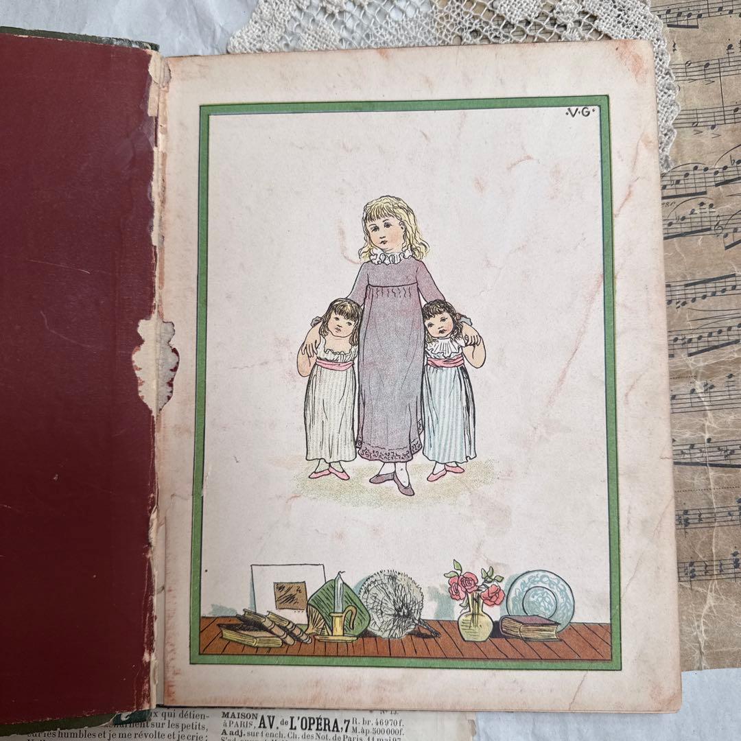 稀少1881年アンティーク美しい挿絵の絵本　洋書　古書ジャンクジャーナル素材にも