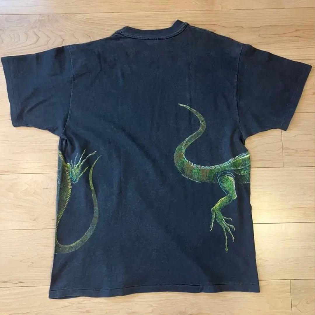 90s USA製 San Diego Zoo イグアナ アート Tシャツ