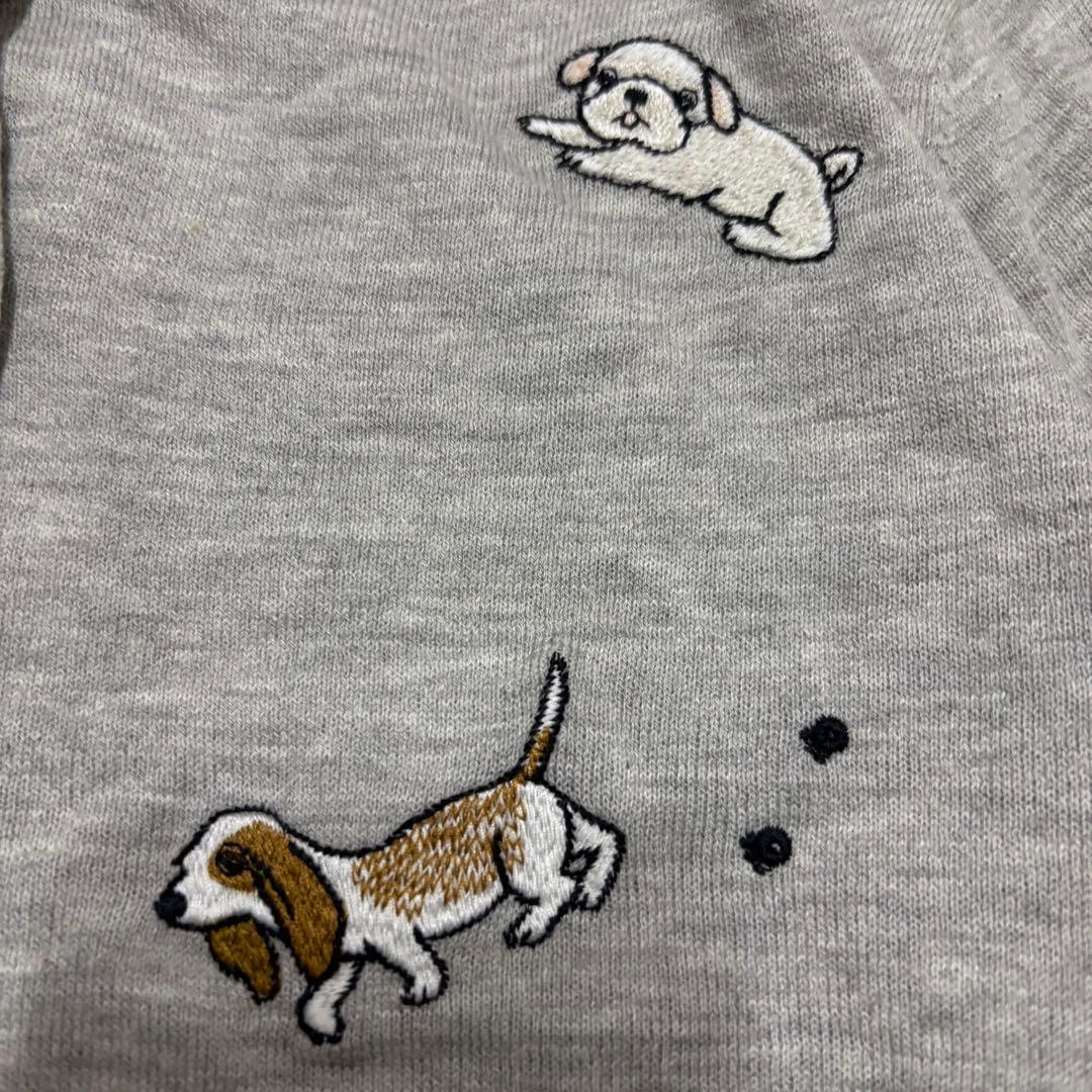 新品　フランシュリッペ　グレー　カーディガン　犬　刺繍　愛犬家　綿　ニット　薄手