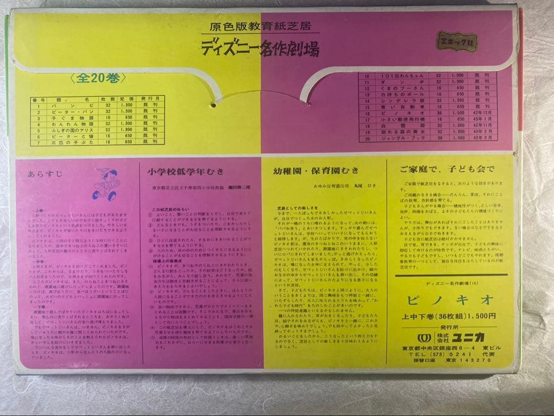 【貴重】紙芝居　ディズニー名作劇場　わんわん物語・ピノキオ　舞台付き