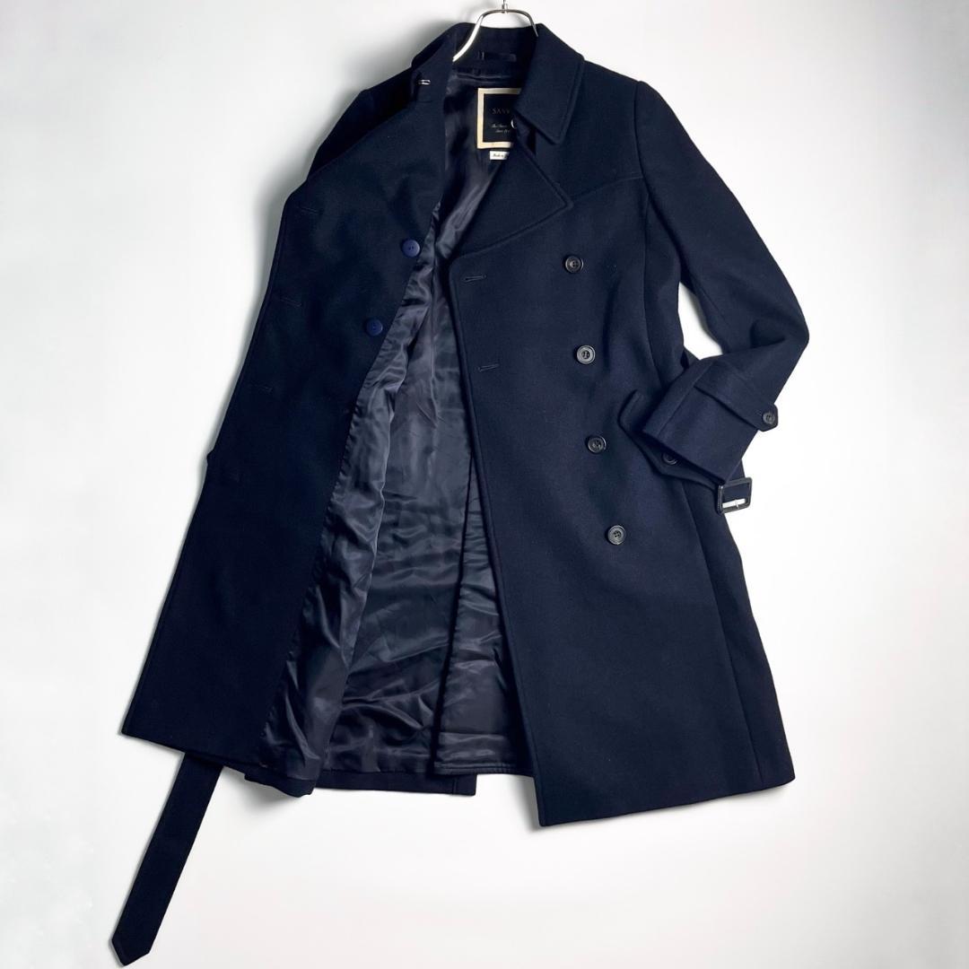 美品　SANYO COAT　サンヨー　ウール　トレンチコート　ネイビー　38